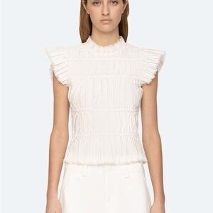 Sea New York Grier White Pleated Blouse